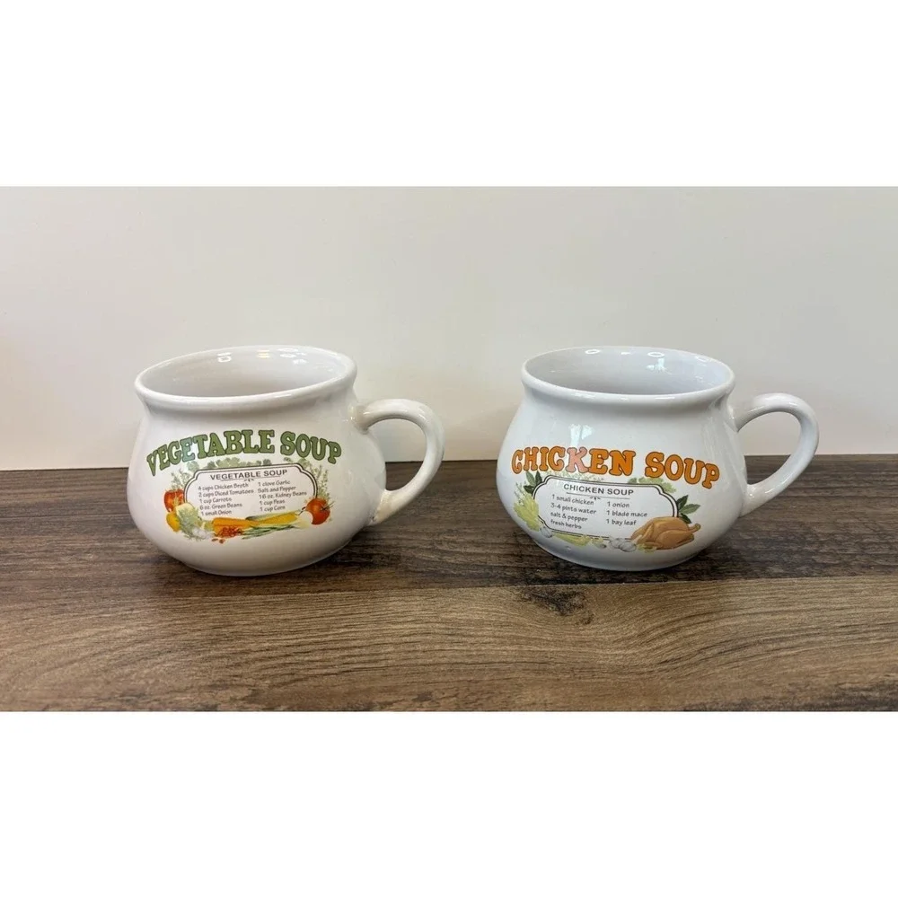Vintage Dat'l Do-It Vegetable Soup Recipe Ceramic Mug Cup Bowl